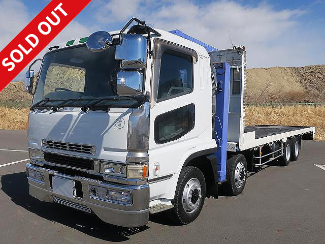 1999 Mitsubishi Fuso Super Great self-loader with large crane, 4-axle low bed, Tadano 5-stage boom, winch, high jack *Actual mileage approx. 548,000 km/Inspection valid until April 2022*