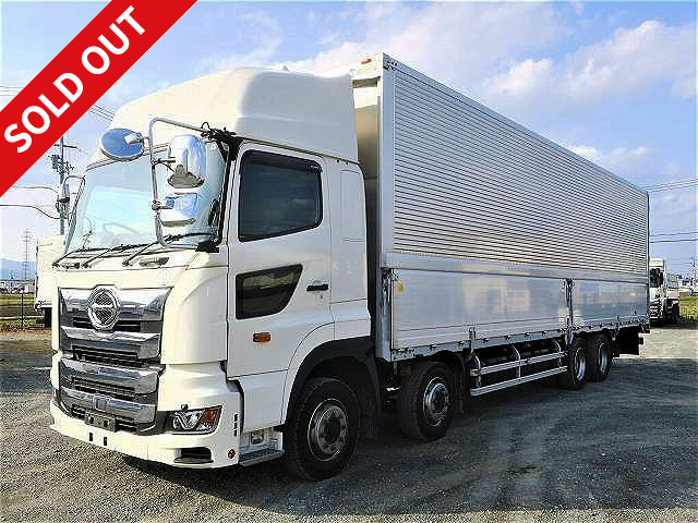 Lease-up! Reiwa 1 model Hino Profia, large aluminum wing, 4-axle low floor, rear air suspension, high roof, retarder. Actual mileage on the meter: approx. 351,000 km. Dealer inspection record book. Inspection valid until August 2022.