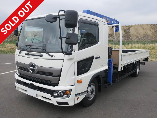 [Vehicle for lease only] 2022 model Hino Ranger with medium-sized crane, 3-way opening, 5500 wide, Tadano 4-stage boom, 2.93t lifting, square feet, hook-in, radio-controlled