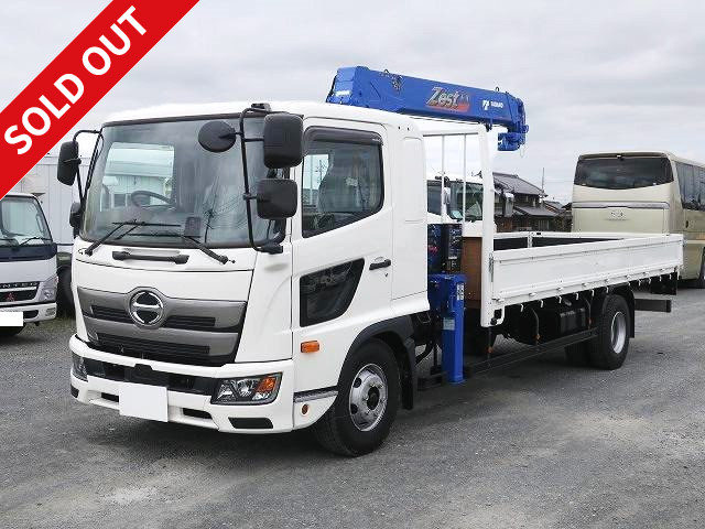 [Vehicle for lease only] 2022 model Hino Ranger with medium-sized crane, 3-way opening, 5500 standard width, Tadano 4-stage boom, 2.93t lifting, square feet, hook-in, radio-controlled