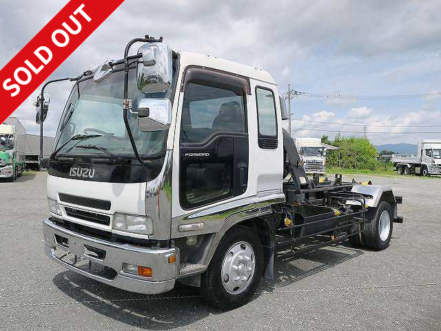 2007 model Isuzu Forward, increased tonnage, arm roll, Shinmaywa, load capacity 7.3t, twin hoist, same year, remote control