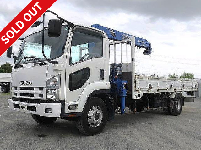 2008 Isuzu Forward, flatbed with medium-sized crane, 3-way opening, Tadano 4-stage boom, 2.93t lifting, hook-in, radio-controlled ★Approximately 50,000km on meter! ★