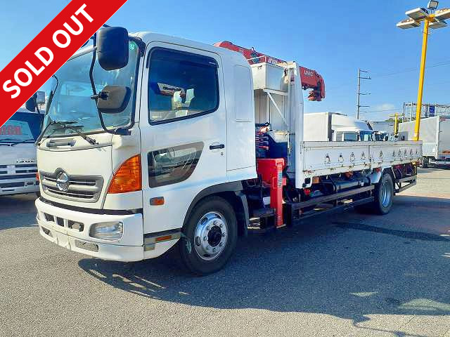 2006 Hino Ranger, increased tonnage, with crane, 7.3t load, Furukawa Unic 4-stage boom, 2.9t lifting, hook-in, radio control included ★Approximately 498,000km on meter!★