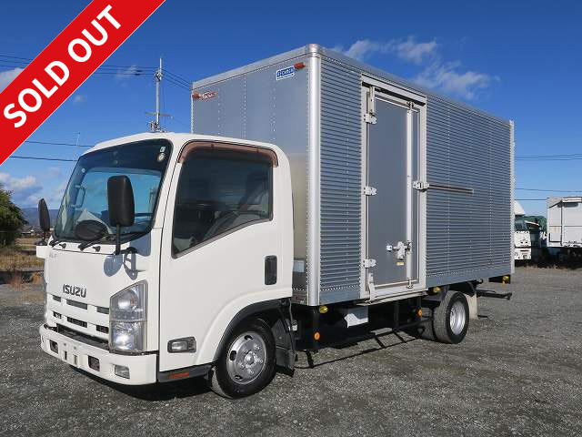 2013 Isuzu Elf 2t aluminum van, standard long, interior height 215cm, left sliding door, full low floor, 2 pedals, 150 horsepower, 2-stage lashing rail [medium-sized (5t only) license compatible *old standard license OK]