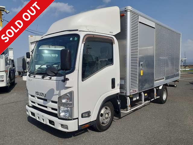 2014 Isuzu Elf Small Aluminum Van, Load Capacity 1.75t, Standard Long, Double Sliding Doors, Fully Low Floor, 150 Horsepower [Semi-Medium-Duty (5t Limited) License Compatible *Old Standard License OK]