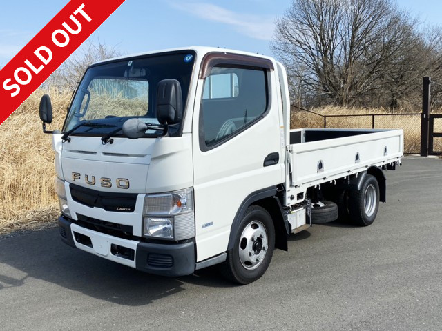 2014 Mitsubishi Fuso Canter 2t flatbed body, 3-way opening, standard short, low floor, floor surface covered with steel plates [Semi-medium-sized (5t limited) license compatible *Old standard license OK]