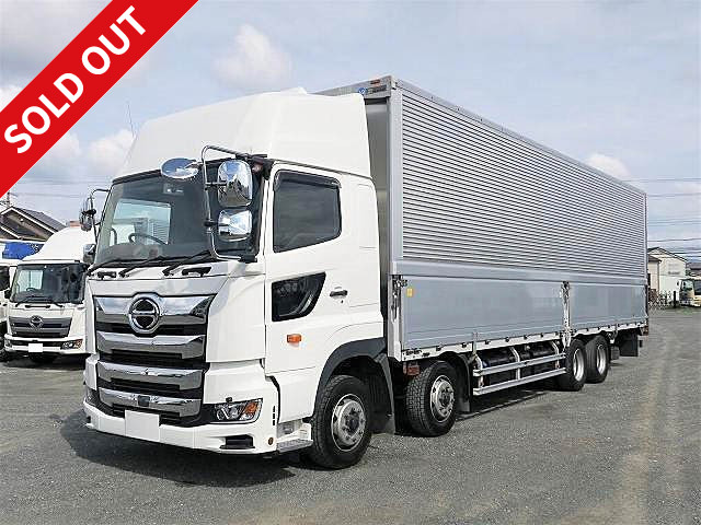 Now on lease! 2018 Hino Profia, large aluminum wing, 4-axle low floor, cold weather specification/heated mirror, high roof, chrome plated, rear air suspension, dealer inspection record book ★Inspection valid until September 2021★