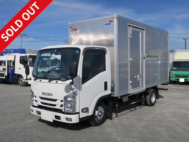 Now available for rental! 2019 Isuzu Elf small aluminum van, standard long, low floor, left side door, 2 ton capacity, ETC, back eye camera, medium-sized license, 5 ton capacity only!