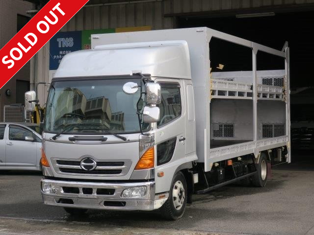 2007 Hino Ranger medium-sized motorcycle transporter, 2-tiered, power gate, high roof, aluminum wheels, plated cab and mirrors