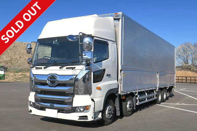 Now on lease! 2018 Hino Profia, 4-axle low-floor, large aluminum wing, high roof, rear air suspension, retarder included, dealer inspection record book included