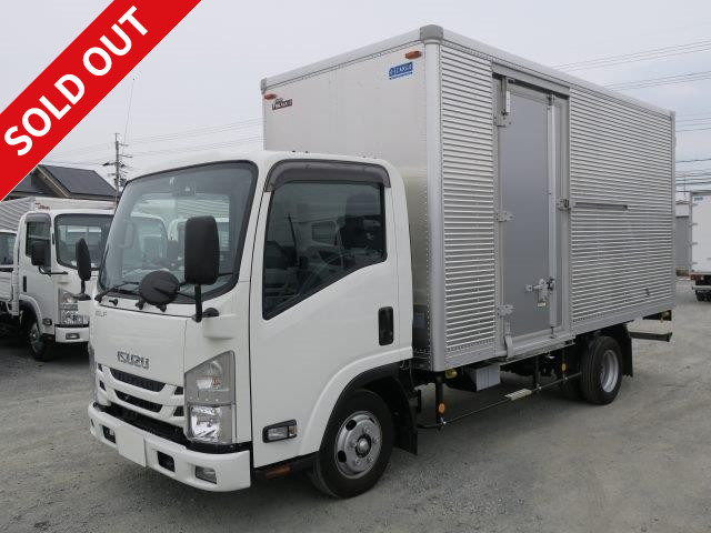 Now available for rental! 2019 Isuzu Elf small aluminum van, standard long, low floor, left side door, 2 ton capacity, ETC, back eye camera, medium-sized license, 5 ton capacity only!