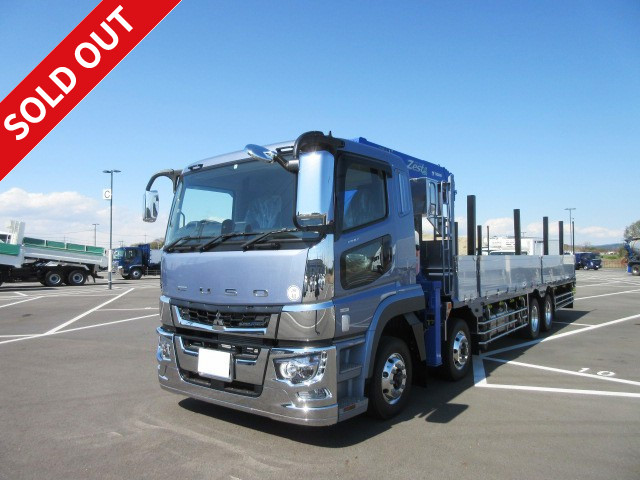 Mitsubishi Fuso Super Great 2021 model with large crane, Tadano 4-stage boom, 7-way opening, aluminum block, 4-axle low-floor Pro specification package, aluminum wheels installed 