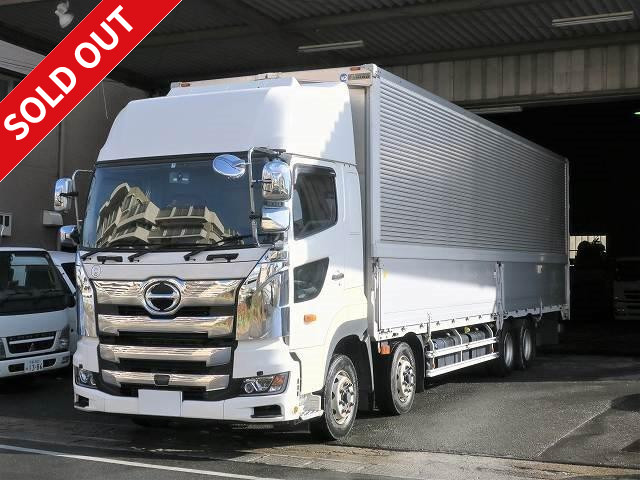 Now on lease! 2017 Hino Profia, 4-axle low-floor, large aluminum wing, high roof, rear air suspension, retarder included, dealer inspection record book included