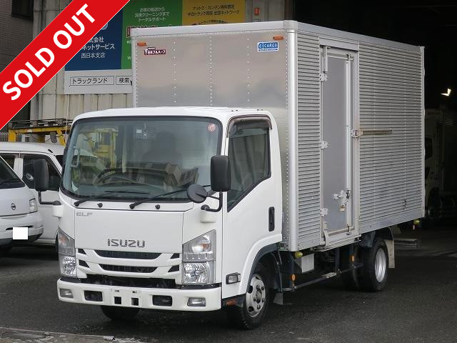 Now on lease! 2017 Isuzu Elf 2t aluminum van, standard long, low floor, left side door, dealer inspection record book included ★Semi-medium-sized (5t limited) license★