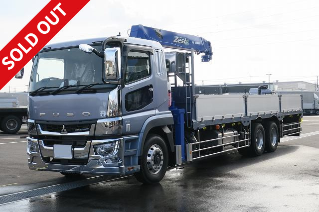 Mitsubishi Fuso Super Great 2020 model with large crane, Tadano 5-stage boom, 7-way opening, aluminum block, 3-axle high deck, Pro specification package, aluminum wheels installed 