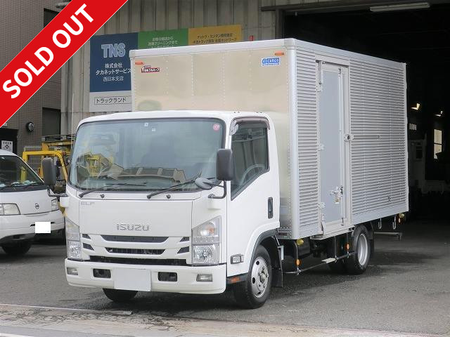 Now on lease! 2019 Isuzu Elf 2t aluminum van, low floor, wide and long, left side door, medium-sized license required! Dealer inspection record book included