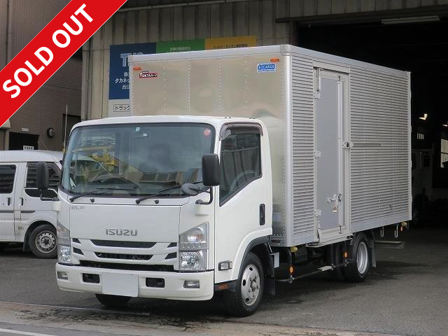 Now on lease! 2019 Isuzu Elf 2t aluminum van, low floor, wide and long, left side door, medium-sized license required! Dealer inspection record book included