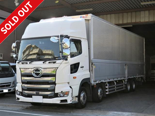 Now leased! 2018 Hino Profia, large aluminum wing, 4-axle low floor, cold weather specification/heated mirror, high roof, rear air suspension, dealer inspection record book included