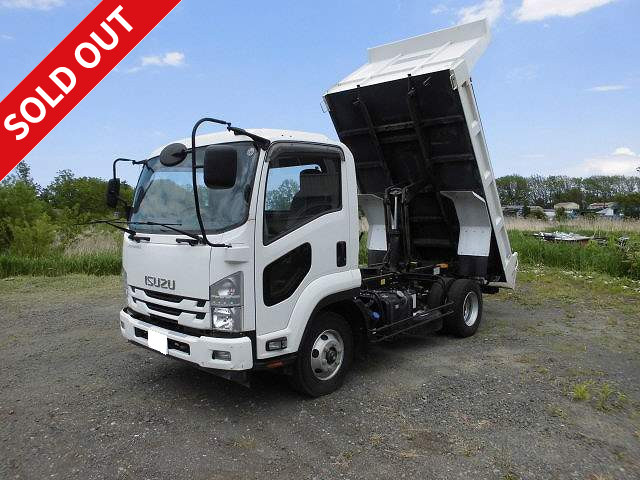 2017 Isuzu Forward Medium-sized Dump Truck, Shinmaywa-made, Reinforced Square Bottom, Single-Side Opening, Manual Cobo Lane, ETC Included, Dealer Inspection Record Book Included