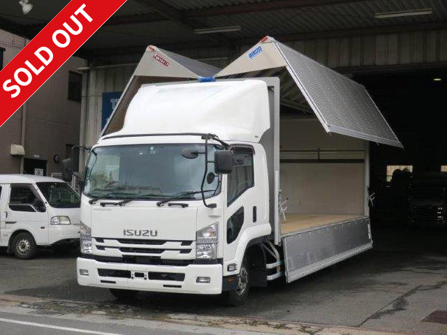 [Guarantee de Sugunori eligible] Now available for lease! 2018 model Isuzu New Forward, medium-sized aluminum wing, 6200 wide, air guide plate, combination gate, PCS device included, dealer inspection record book included