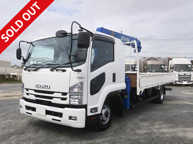 Reiwa 2 model Isuzu Forward Flatbed with medium-sized crane Wide body Tadano 5-stage boom Inner dimension 5500mm Hook-in and radio control included 