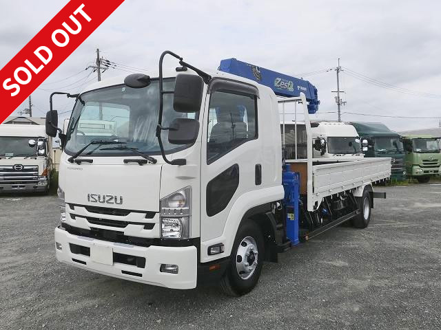 Reiwa 2 model Isuzu Forward Flatbed with medium-sized crane Standard body Tadano 5-stage boom Inner dimension 5500mm 2.93 lifting Hook-in and radio control included 