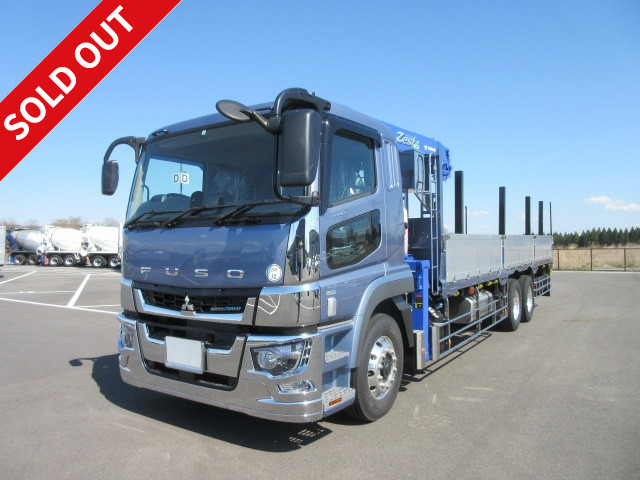 Mitsubishi Fuso Super Great 2020 model with large crane, Tadano 4-stage boom, 7-way opening, aluminum block, 3-axle high deck, Pro specification package, aluminum wheels installed 