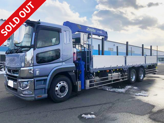 Mitsubishi Fuso Super Great 2020 model with large crane, Tadano 4-stage boom, 7-way opening, aluminum block, 3-axle high deck, Pro specification package, aluminum wheels installed 