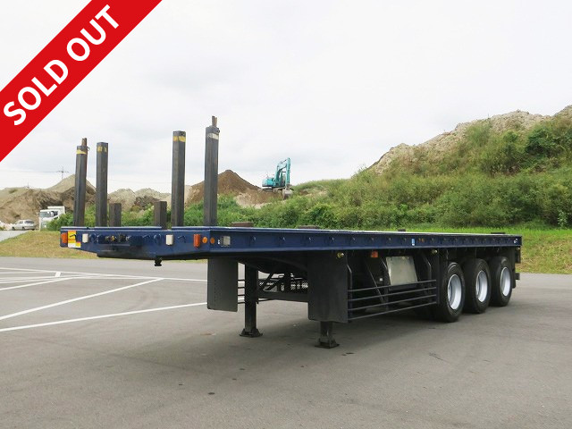 2005 model Nippon Trex 3-axle boat bottom cutting board semi trailer ★Single pull OK★ Loading capacity 28.4t 26 pairs of stanchion holes, 12 stanchions