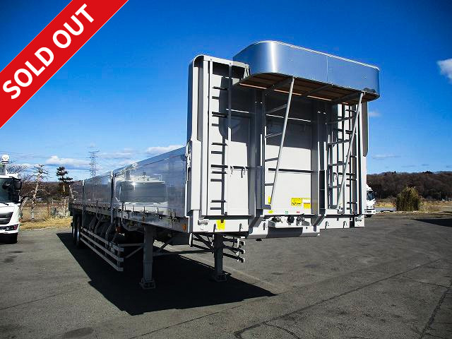 2019 model, made by Nippon Furuhafu, high-floor 2-axle, 7-way opening, aluminum block flat trailer {with lift axle!} Maximum load capacity 23t, air suspension