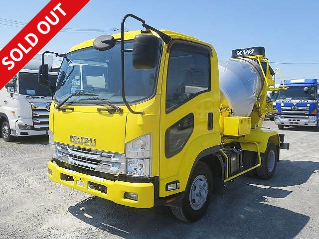 2018 model Isuzu Forward medium-sized concrete mixer truck manufactured by Kayaba Industries, drum capacity 3.0m3 ★ Actual mileage on the meter is approximately 31,000km! ★