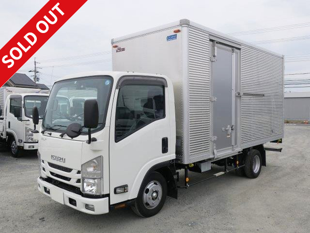 Now available for rental! 2019 Isuzu Elf small aluminum van, standard long, low floor, left side door, 2 ton capacity, ETC, back eye camera, medium-sized license, 5 ton capacity only!