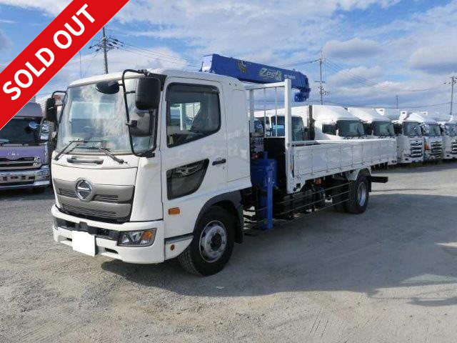 Lease up now! 2019 model Hino Ranger, heavy-duty, flatbed with crane, Tadano 4-stage boom, inner dimensions 5500mm, 240 horsepower, 2.93t lifting, hook-in and radio control included