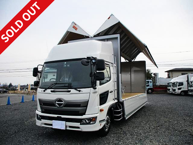 2018 model, new Hino Ranger, increased capacity, aluminum wing, 7200 wide, high roof, with retractable pick-up, 240 horsepower, rear wheel air suspension