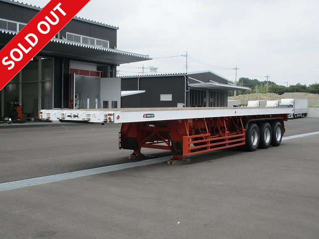 1992 Tokyu cutting board semi trailer, 12m, high deck, 3 axles, 27 pairs of internal hooks, 14 pairs of stanchions