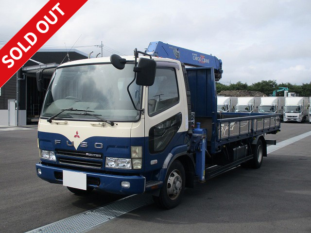 2005 Mitsubishi Fuso Fighter, medium-sized flatbed with crane, Tadano 4-stage boom, hook-in 