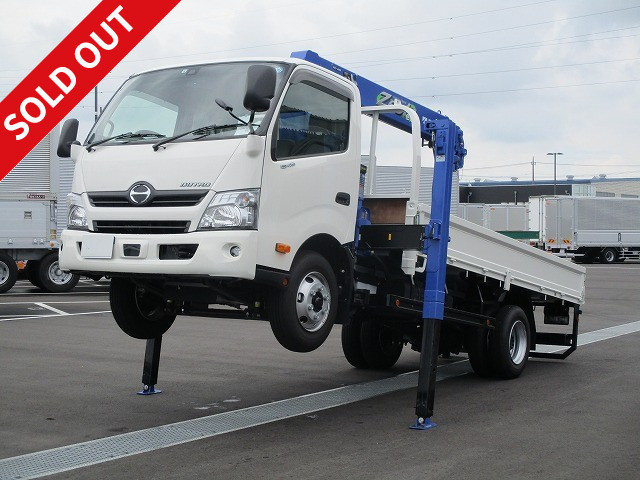 Reiwa 1 model Hino Dutro Flatbed with small crane High jack specification High floor Wide Loading capacity 3.45t Tadano 4-stage 2.93t lifting hook-in with radio control