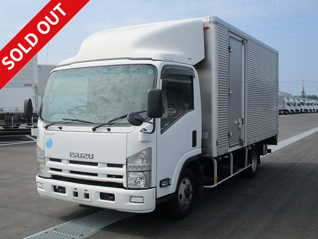 [Price reduced!] 2007 Isuzu Elf small aluminum van, 2t capacity, wide and long, high floor, combination gate, left side door, lashing rail: 3 steps