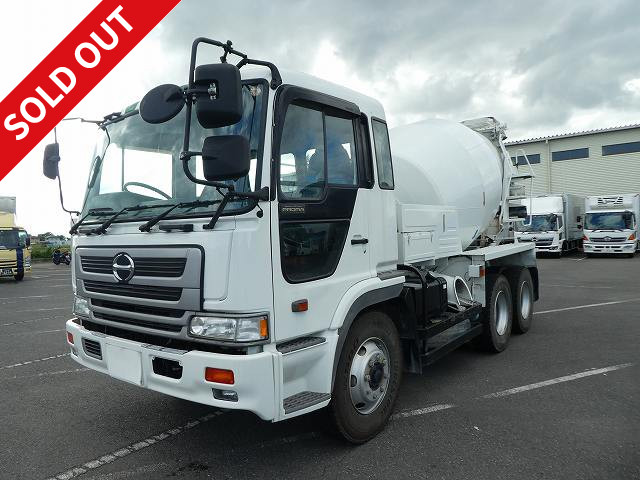 Now available for rental! 2002 Hino Profia large concrete mixer truck, Shinmaywa 8.9m3, electric hopper lid, dealer inspection record book included