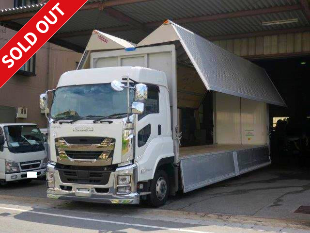 Now leased! 2018 model Isuzu Giga, large aluminum wing, 4-axle low floor, chrome plated [Complies with 2016 exhaust gas regulations] Dealer inspection record book included