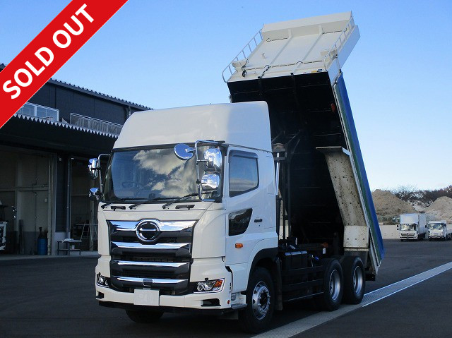 Lease-up! 2018 model Hino Profia large dump truck, L-gate (F-gate), Shinmaywa 5100 body, high roof, dealer inspection record book included