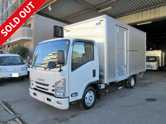 2017 Isuzu Elf small aluminum van, low floor, wide and long, 2t capacity, left side door, ETC, backup camera, medium-sized license required [rental available]