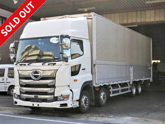 Now on lease! 2018 Hino Profia, 4-axle low-floor, large aluminum wing, high roof, rear air suspension, retarder included, dealer inspection record book included