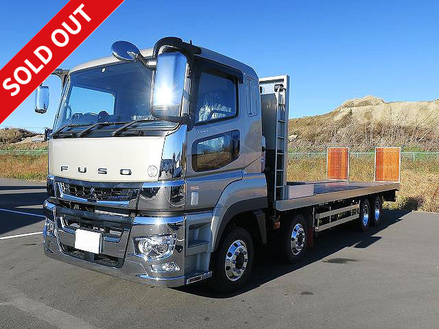 Reiwa 3 model Mitsubishi Fuso Super Great large safety loader 4-axle low bed Fujita body winch remote control running board 428 horsepower AT aluminum wheels ★Unused car / Vehicle inspection valid until July 2022★