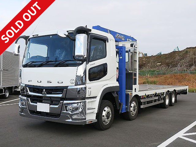 Reiwa 3 model Mitsubishi Fuso Super Great self-loader with large crane, 4-axle low bed, Tadano 4-stage boom, 2.93t lifting, high jack, aluminum wheels ★Unused car/MOT valid until September 2022★