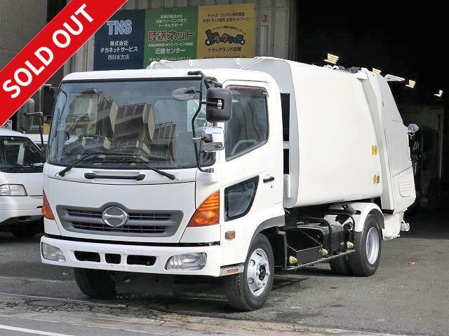 2004 model Hino Ranger medium-sized compactor (garbage truck) Morita press type, 8.1m3 capacity, with rear-view camera, 318,000km on meter, vehicle inspection valid until April 2021.