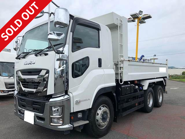 Reiwa 1 model Isuzu Giga large dump truck, Shinmaywa 5100 body, gravel specification, one-way opening, 6x4, with electric cobo lane, with dealer inspection record book