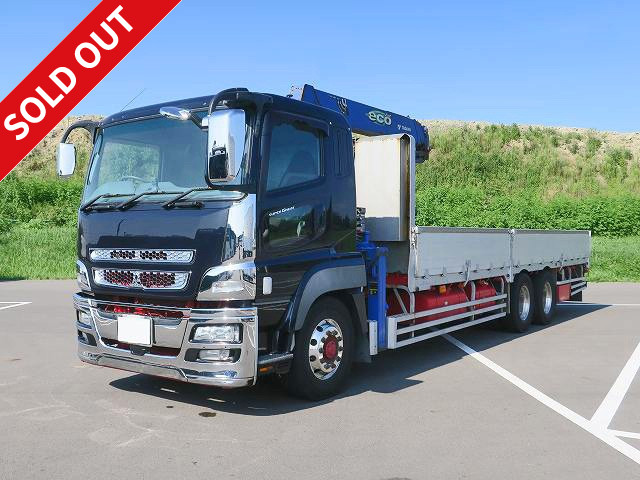 [Price reduced!] 2012 Mitsubishi Fuso Super Great flatbed with crane, high-floor 3-axle, aluminum block, Tadano 4-stage boom, 5-way opening, 2-differential, rear air suspension, aluminum wheels, radio-controlled car included ★Inspection valid until June 2021★