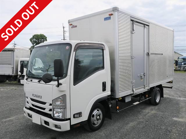 Now on lease! 2019 Isuzu Elf 2t aluminum van, standard long, low floor, left side door, dealer inspection record book included [medium-sized (5t only) license compatible *old standard license OK]