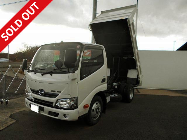 2018 Hino Dutro 3t dump truck, low-floor, made by Shinmaywa, with manual cobo lane, reinforced 3-way opening, with ETC, and with dealer inspection record book